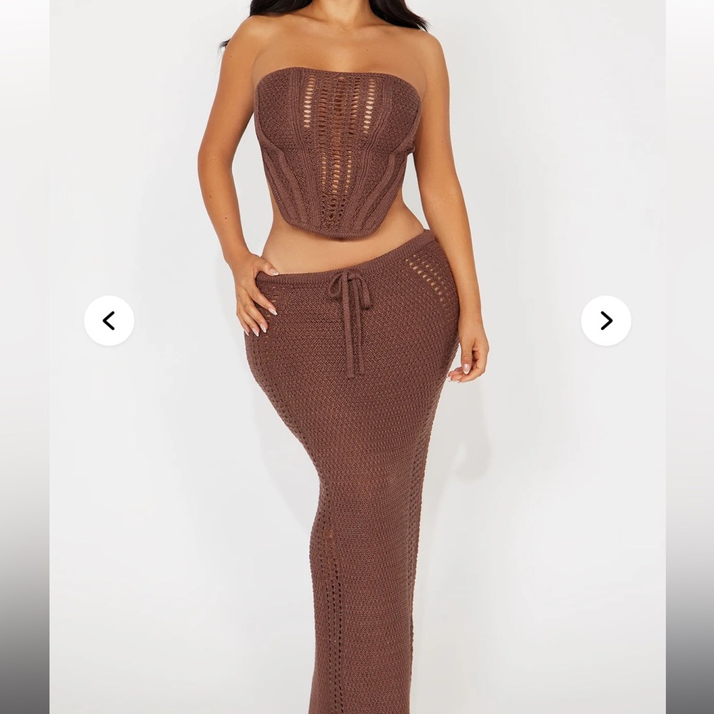 Fashion nova Lilah Crochet maxi skirt set size small